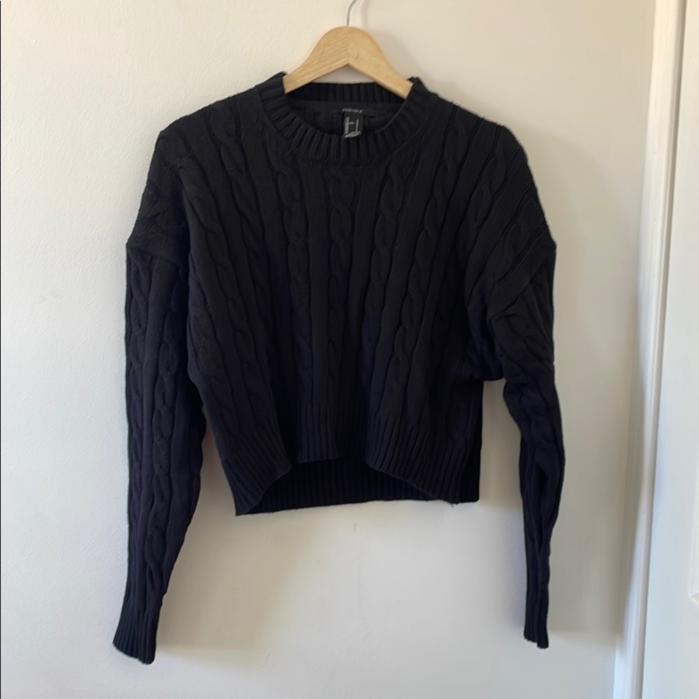 Elegant Black Cable Knit Sweater
